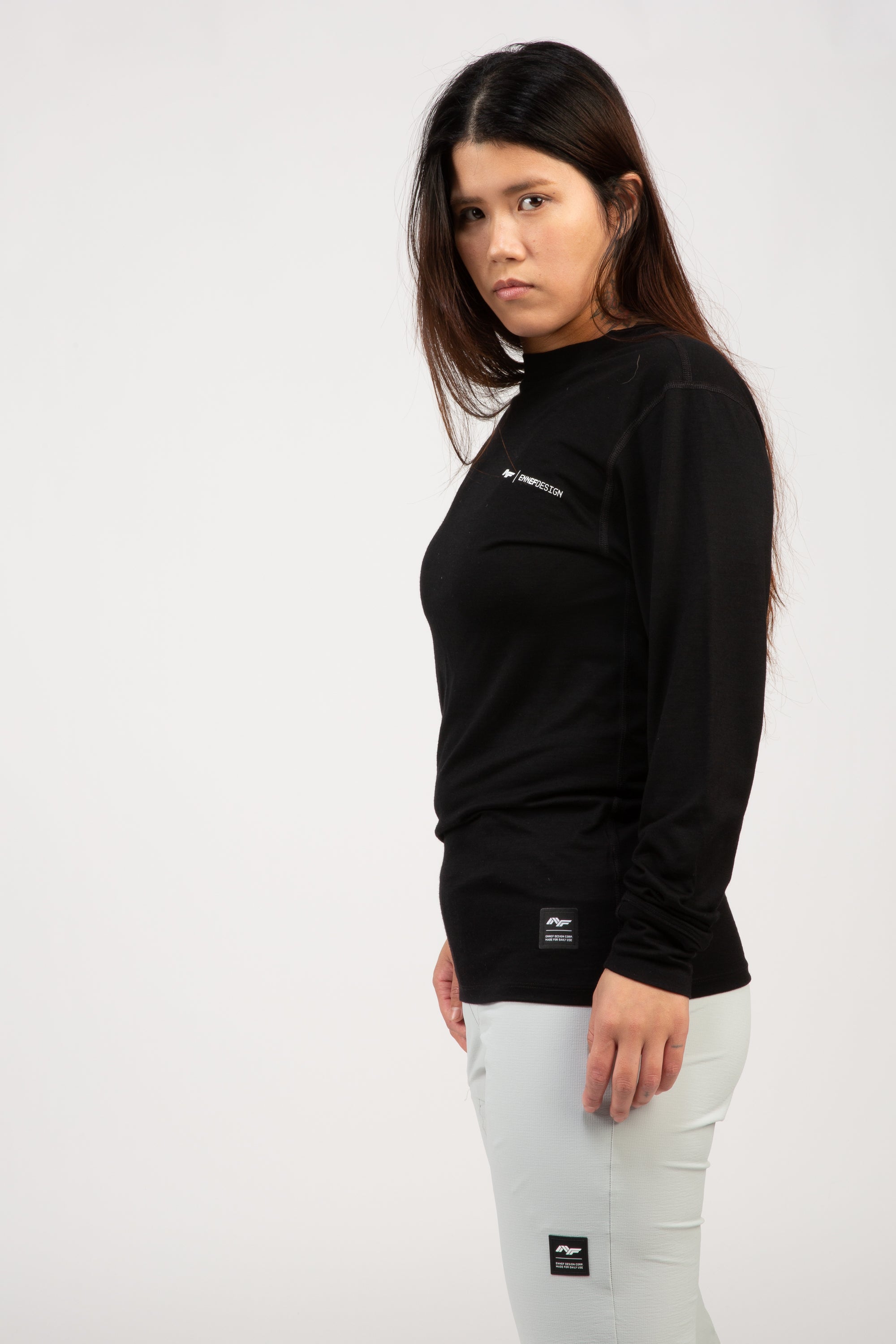 Super Fine 100% Merino Wool Long Sleeve Riding Tee - BLACK